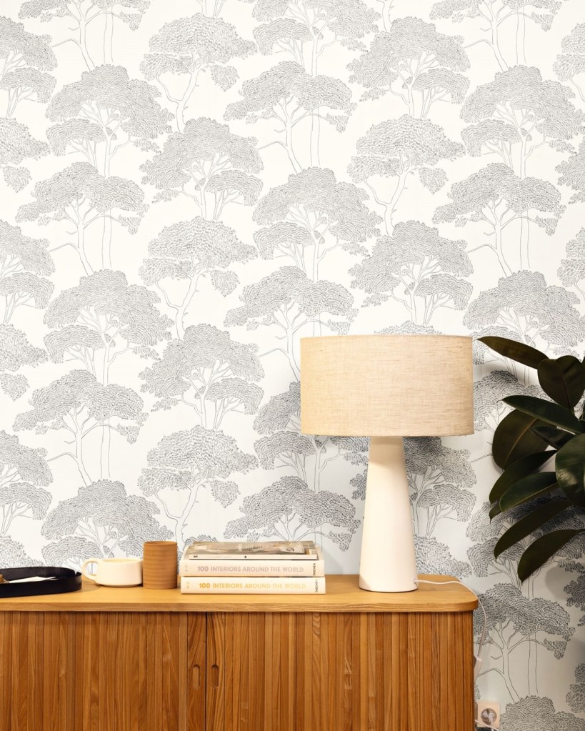 paper pintat arbres blanc i negre azur